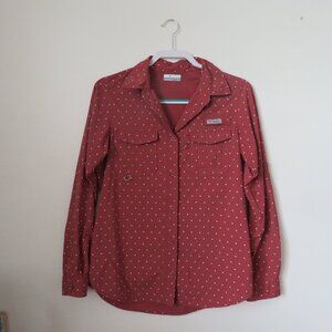 Columbia Sportswear PFG Fishing Hiking Shirt Pink Nylon Polka Dot Women's S